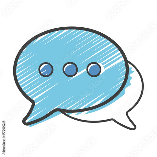 Light blue scribbled speech bubble icon vector graphic
