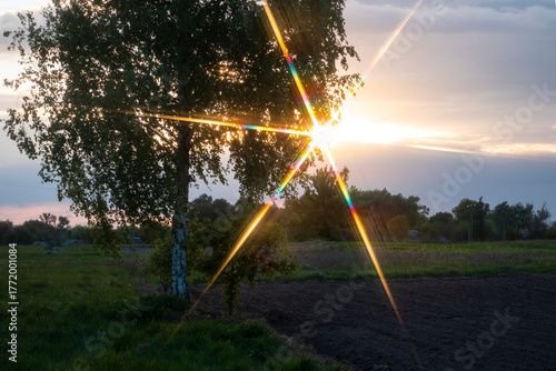 Foto Spectrum of light of the setting sun