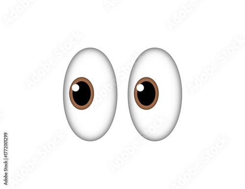 Cartoon-style eyes with brown irises and black pupils on white background. Symbol of observation, curiosity, attention, and surveillance in emoji or graphic design contexts.