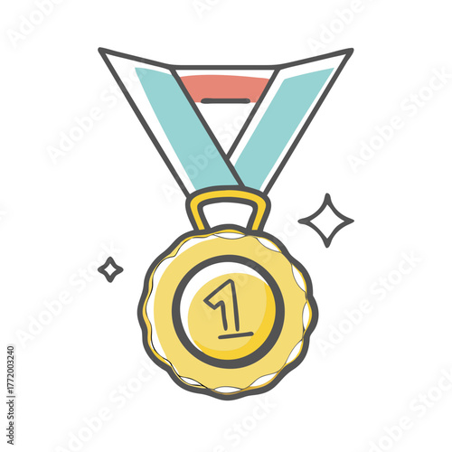 Gold medal vector illustration for achievement and victory