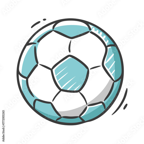 Vector illustration of a soccer ball with blue and black panels