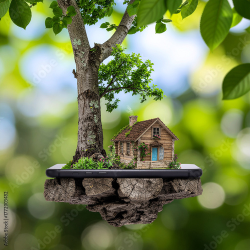 Smartphone Mockup Set - Blank Screen on Surreal Floating Islands and Fantasy Environments