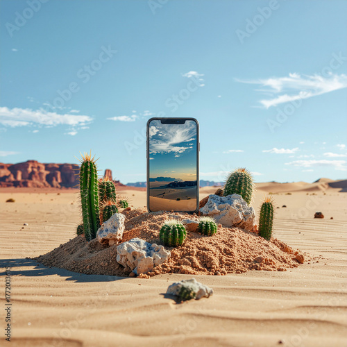 Smartphone Mockup Set - Blank Screen on Surreal Floating Islands and Fantasy Environments