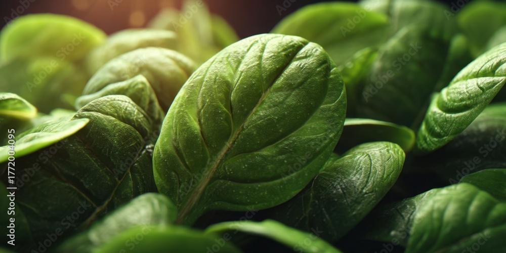 Obraz premium Fresh Green Spinach Leaves in a Bowl Close-Up