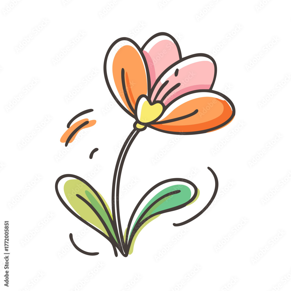 Obraz premium Charming hand-drawn spring flower vector illustration