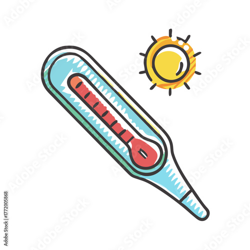 Scalable vector illustration of a thermometer icon for health and medical concepts