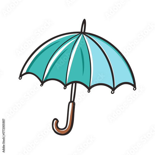 Turquoise umbrella vector illustration for weather protection