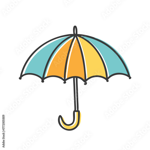 Colorful vector illustration of an open umbrella