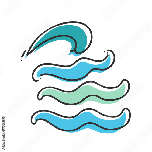 Stylized abstract ocean waves vector illustration for water themes