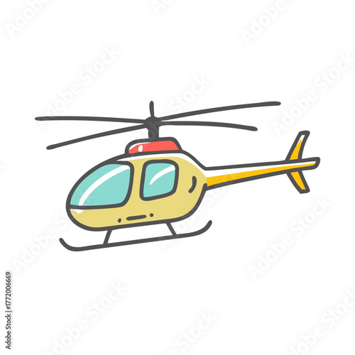 Yellow helicopter illustration vector art scalable for multiple uses