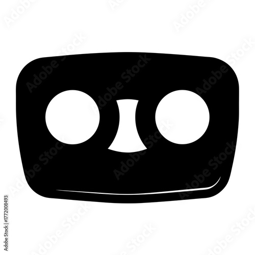 Minimalist Face Design with Rounded Features and Black and White Contrast