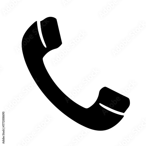 Black silhouette of a telephone handset for calls and communications