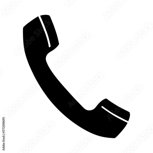 Black and white silhouette of a vintage telephone receiver handset