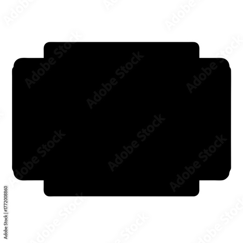 Black geometric frame with rounded corners forming a unique shape for overlays