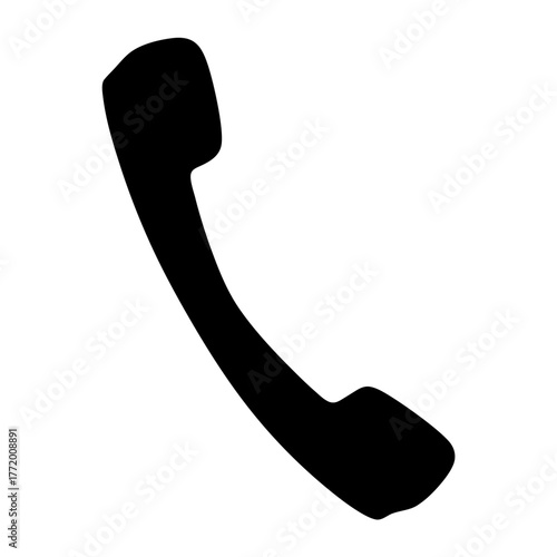 A simple black silhouette of a telephone receiver against a white background