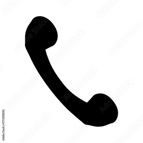 A simple black telephone receiver icon for communication and connection purposes