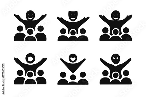 Immersive Theater Logos. An immersive theater experience where the audience is part of the performance. Set Logo of An immersive theater experience where the