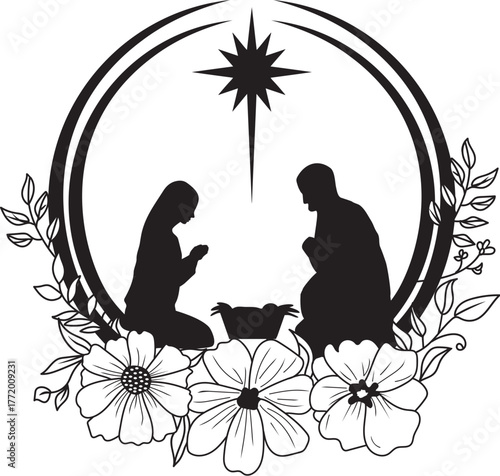 Vector Floral Nativity