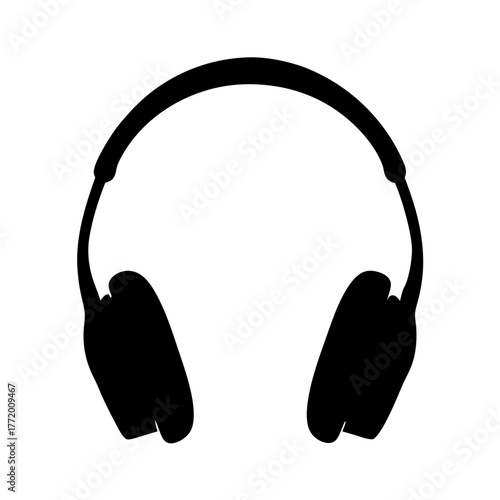 Black Headphones Silhouette for Audio Listening and Music Enjoyment