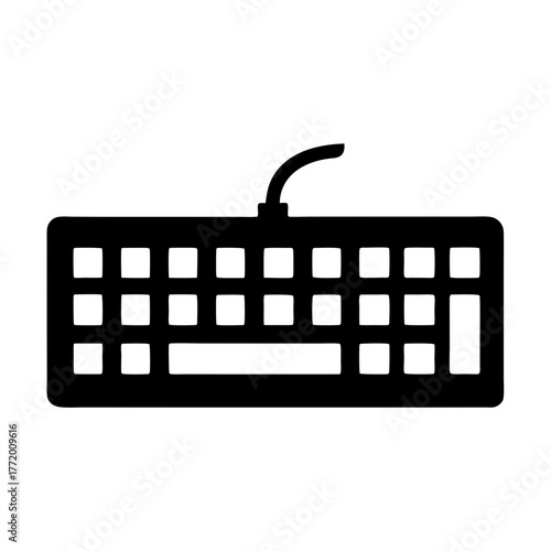 Simple Black and White Keyboard Illustration for Computer Related Designs
