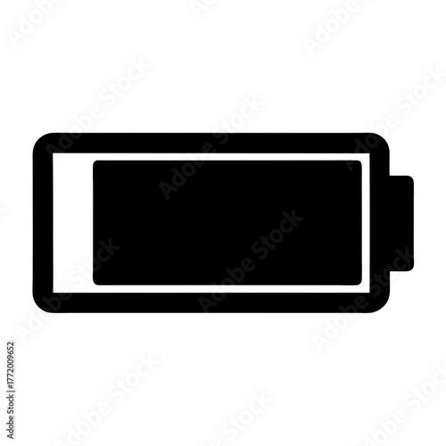 Stylized Black and White Battery Icon Indicating Low Energy Level