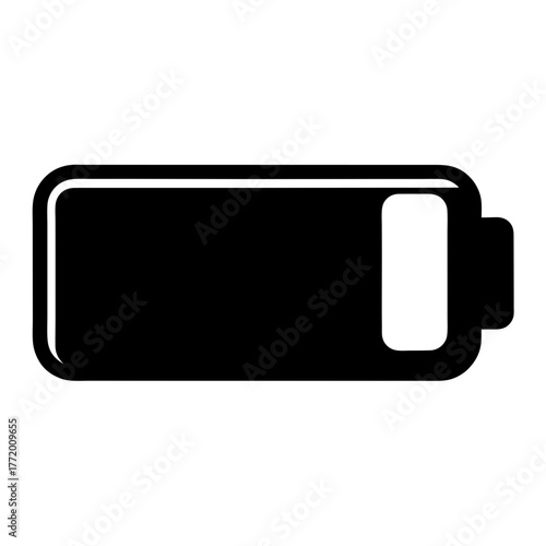 Black Battery Icon Displaying Low Energy Level on White Background