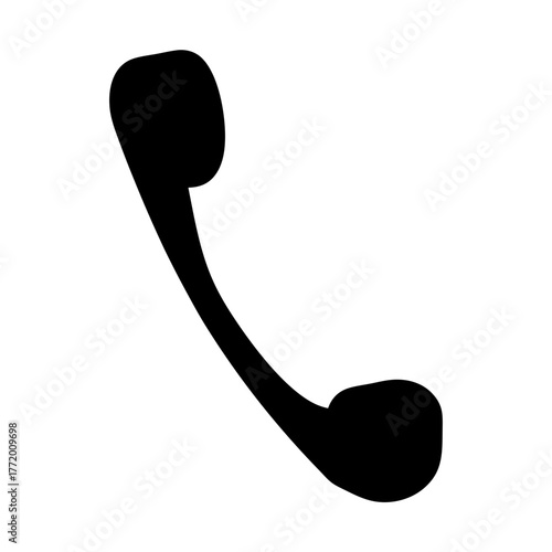 Black and white vector graphic of a telephone receiver on white background