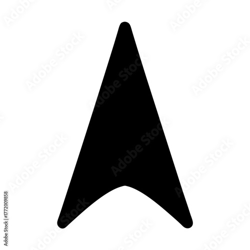 Navigation arrow icon pointing up in black color, with rounded edges