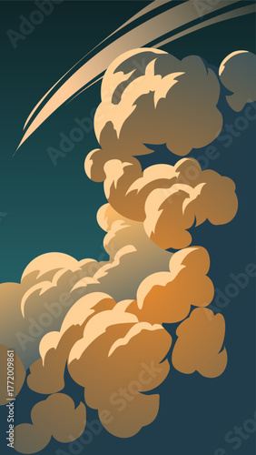 Vector illustration of rocket launch into the skies