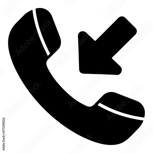 Incoming call icon symbolizing communication, connection, reception, and telecommunications activity