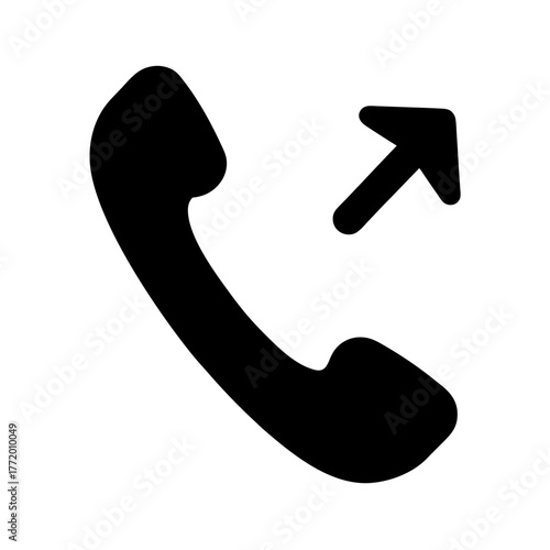 Outgoing call icon with a classic handset in simple black design