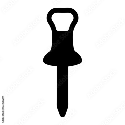 Silhouette of an antique corkscrew with rounded handle and tapered tip