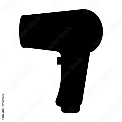 Simple minimalist black silhouette of a handheld hair dryer for styling hair