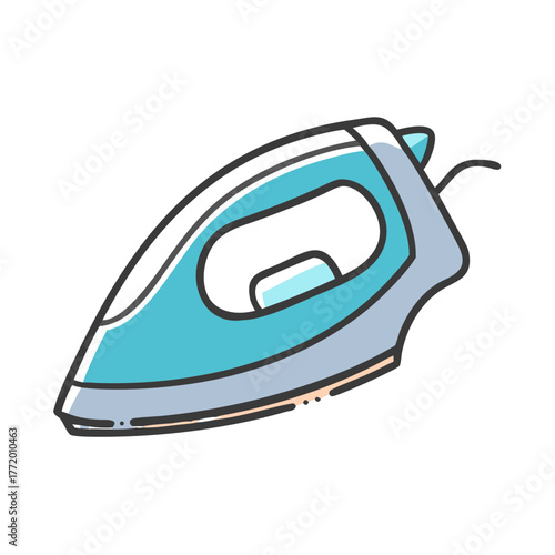 Vector illustration of a modern blue steam iron icon