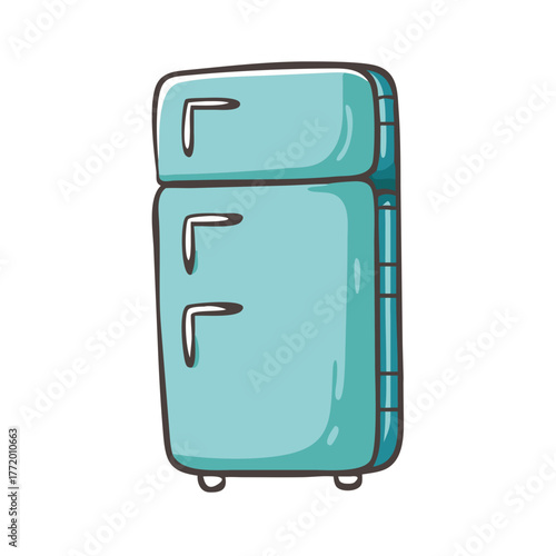 Retro turquoise refrigerator vector illustration scalable eps icon