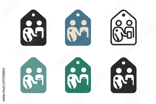 Collaborative Logo Variations. Collaborations in art and business. Set Logo of Collaborations in art and business: Co-branded gallery tag. Icon set. harmonious