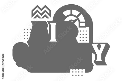 Bold Air Quality Design. Air Quality ? bold block geometric lettering; thick massy letters with geometric serifs, heavy outer outline, strong cast shadow;