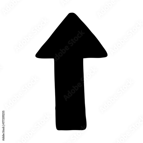Stylized black upward pointing arrow conveying direction or increase, isolated on white