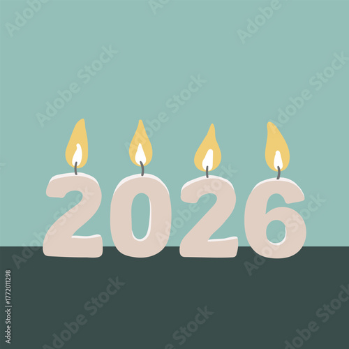2026 numbers shaped candles vector illustration