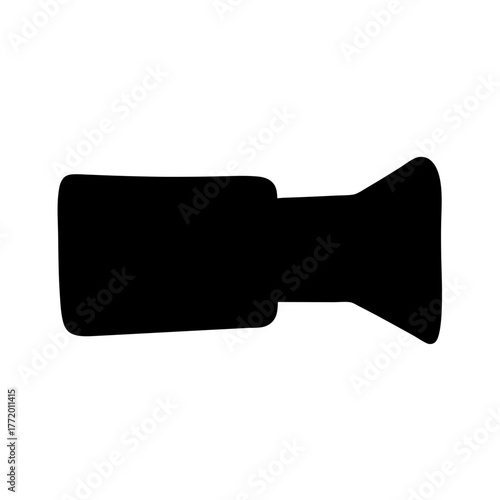 Black silhouette of a vintage film movie camera, icon for videography