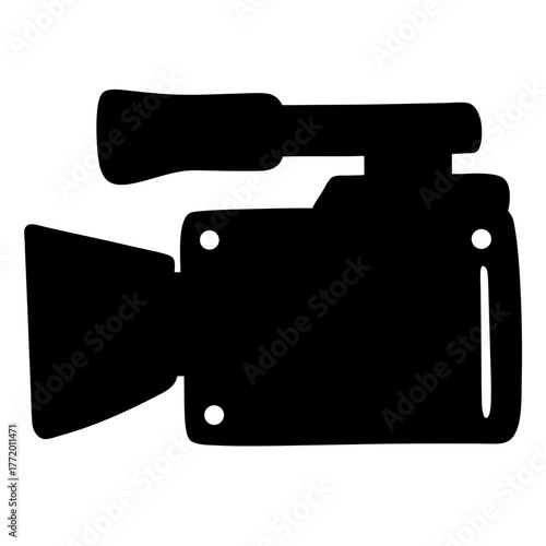 Black silhouette of a camcorder representing video recording and film making