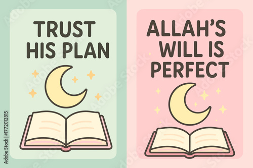 Perfect Plan Banners. Perfect Plan. Two vertical A6 banners with safe margins, centered composition, no elements touching edges, cartoon, pastel mint and pink,