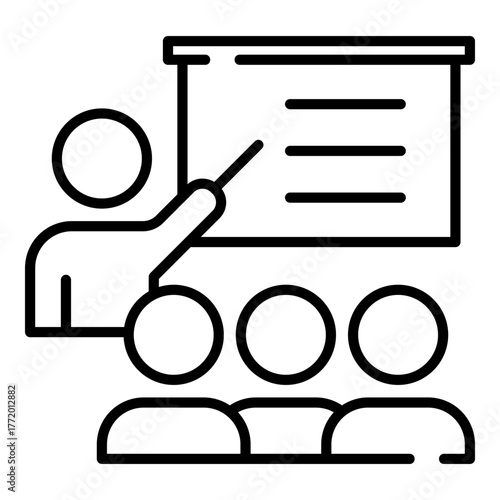 Training, teaching black line icon
