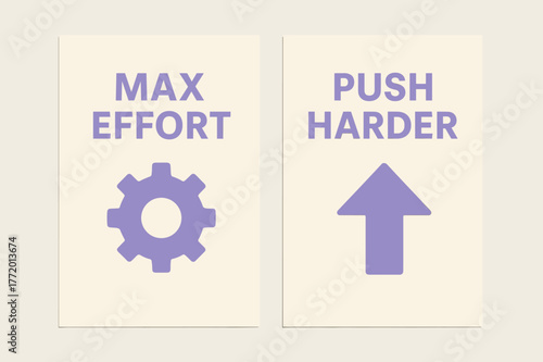 Max Effort Banners. Max effort. Two vertical A6 banners with safe margins, centered composition, no elements touching edges, minimal, lavender and cream,