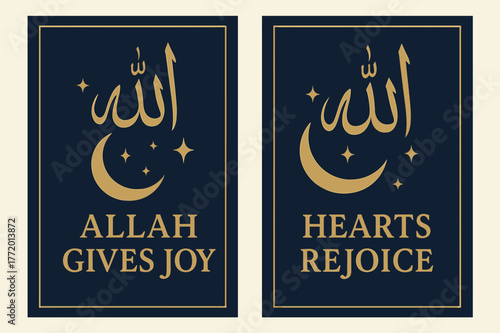 Divine Joy Banners. Divine Joy. Two vertical A6 banners with safe margins, centered composition, no elements touching edges, flat vector design, navy and gold,