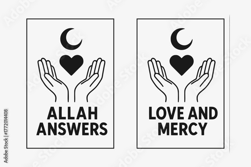 Divine Love Banners. Divine Love. Two vertical A6 banners with safe margins, centered composition, no elements touching edges, flat vector design, black and