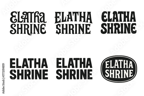 Elatha Shrine Lettering Grid. Elatha Shrine. Set lettering. harmonious lettering variations of the same emblematic concept, each with different artistic