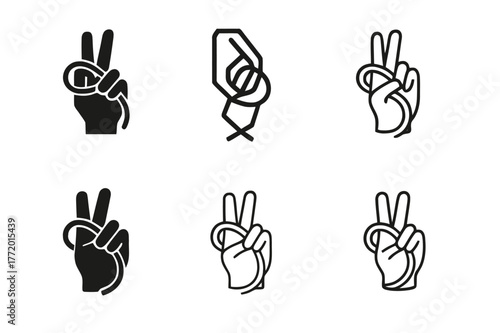 Cord Logo Variations. Cord untangling hack. Set Logo of Cord untangling hack: two-finger loop technique. harmonious logo variations of the same emblematic