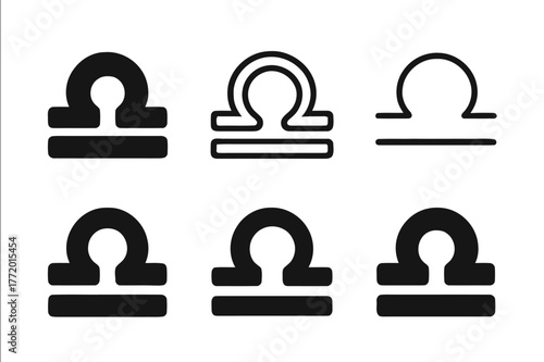 Libra Constellation Logos. balance. Set Logo of balance: Libra constellation glyph. Icon set. harmonious logo variations of the same emblematic concept, each