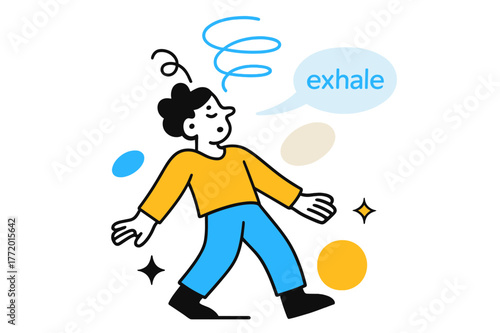 Releasing Tension Art. Releasing Tension. Shoulders drop and spiral lines unwind upward; a faint ?exhale? fades into air. Minimal sparks mark calm return to